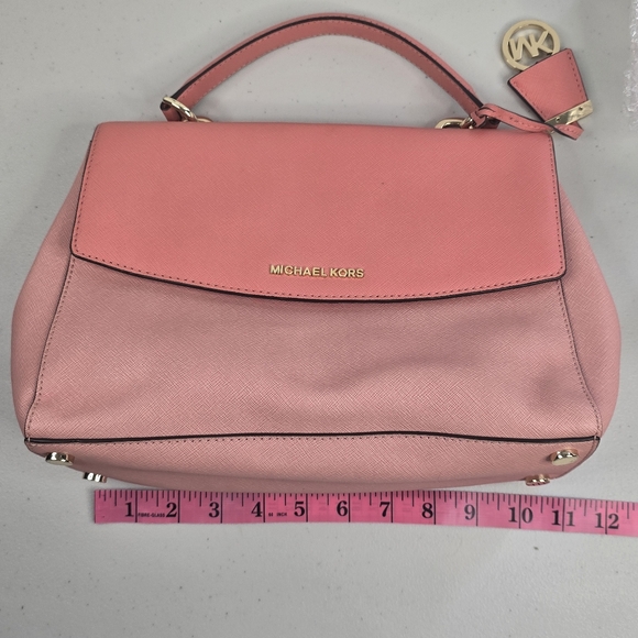 MICHAEL KORS Ava Peach Pink Saffiano Leather Satchel Bag Purse Authentic EUC! - Picture 10 of 12